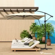 Outsunny Umbrelă de Grădină Suspendată 2.47x2.47 m, Umbrelă de Exterior cu Bază în Cruce, Corzi Antivânt, Bej | Aosom Romania 
