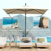 Outsunny Umbrelă de Grădină Suspendată 2.47x2.47 m, Umbrelă de Exterior cu Bază în Cruce, Corzi Antivânt, Bej | Aosom Romania 