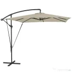 Outsunny Umbrelă de Grădină Suspendată 2.47x2.47 m, Umbrelă de Exterior cu Bază în Cruce, Corzi Antivânt, Bej
