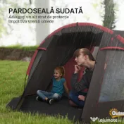 Outsunny Cort de Camping pentru 2-4 Persoane cu 2 Camere, Uși Duble și Geantă de Transport, 360x250x130 cm, Gri | Aosom Romania 