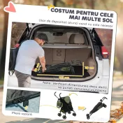 PawHut Cărucior Pliabil pentru Câini cu Lese, Geantă de Depozitare și Suport pentru Pahare, 76x44x103 cm, Verde | Aosom Romania 