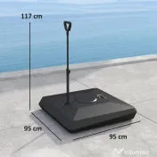 Outsunny Bază pentru Umbrelă de Soare cu Sistem de Umplere, Roți Ajustabile și Mâner Reglabil, 95x95x117 cm, Negru | Aosom Romania 