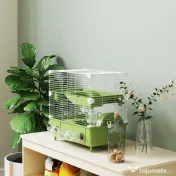 PawHut Cușcă pentru Hamsteri cu 2 Niveluri și 3 Uși cu Roată și Tuburi Verde și Alb | Aosom Romania 