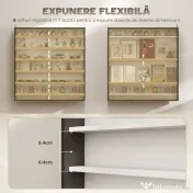 HOMCOM Dulap Tip Vitrină de Expoziție cu Rafturi Reglabile, Montată pe Perete, Negru | Aosom Romania 