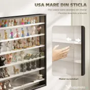 HOMCOM Dulap Tip Vitrină de Expoziție cu Rafturi Reglabile, Montată pe Perete, Negru | Aosom Romania 