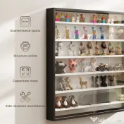 HOMCOM Dulap Tip Vitrină de Expoziție cu Rafturi Reglabile, Montată pe Perete, Negru | Aosom Romania 