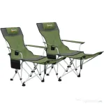 Outsunny Set de 2 Scaune de Camping Pliabile cu Suport pentru Picioare Detașabil, 82x100x88 cm, Negru