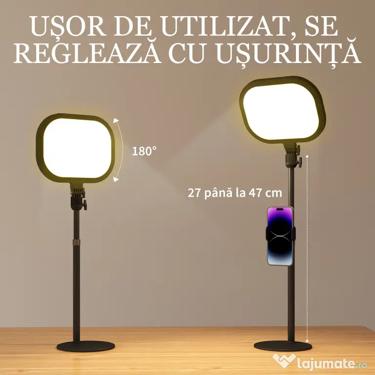 HOMCOM Lampă LED reglabilă: 5 culori, 10 niveluri, memorie – birou/dormitor. | Aosom Romania