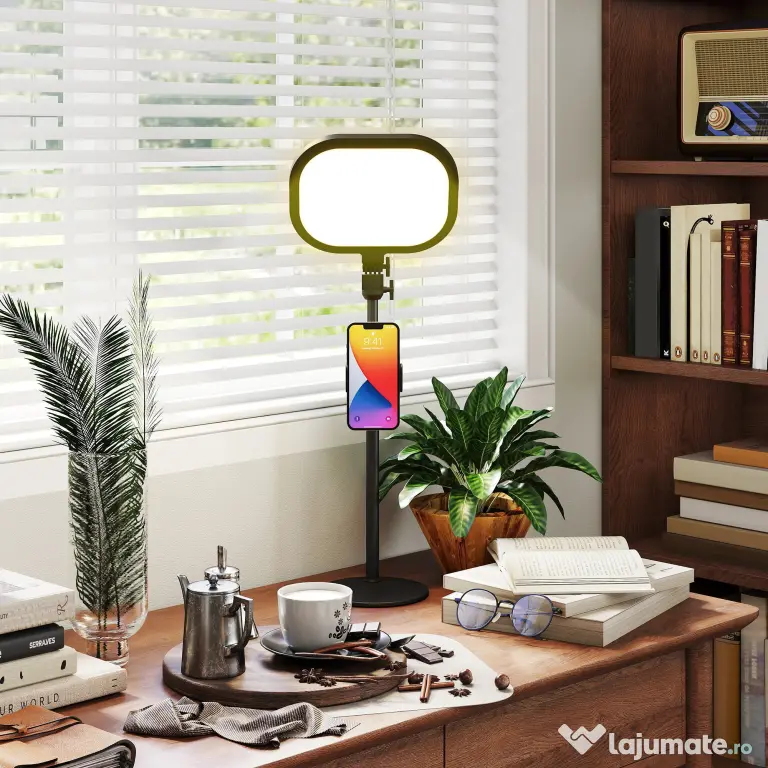 HOMCOM Lampă LED reglabilă: 5 culori, 10 niveluri, memorie – birou/dormitor. | Aosom Romania