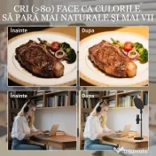 HOMCOM Lampă LED reglabilă: 5 culori, 10 niveluri, memorie – birou/dormitor. 