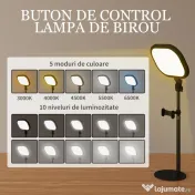 HOMCOM Lampă LED reglabilă: 5 culori, 10 niveluri, memorie – birou/dormitor. 