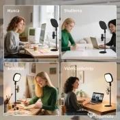 HOMCOM Lampă LED reglabilă: 5 culori, 10 niveluri, memorie – birou/dormitor. 