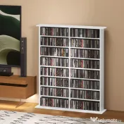 HOMCOM Mobilier Bibliotecă cu 16 Rafturi pentru 720 CD-uri din Lemn 106.5x24x126.3 cm Negru | Aosom Romania 
