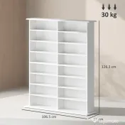 HOMCOM Mobilier Bibliotecă cu 16 Rafturi pentru 720 CD-uri din Lemn 106.5x24x126.3 cm Negru | Aosom Romania 