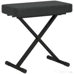 HOMCOM Scaun pentru Pian Pliabil și Reglabil pe 4 Înălțimi, din Piele PU, Spumă și Metal, 60x32x53-63 cm, Negru