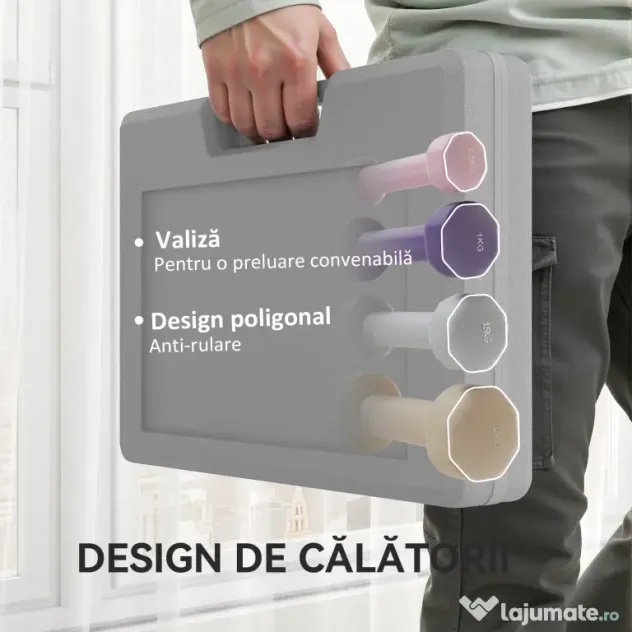 HOMCOM Set Gantere 10 kg cu Valiză pentru Greutăți, din Metal, PU și Plastic, 41x30x8 cm, Multicolor | Aosom Romania