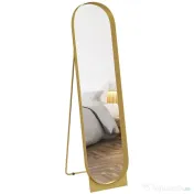 HOMCOM Oglindă de Podea Autoportantă din Metal 40x150 cm Auriu 