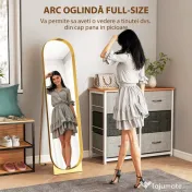 HOMCOM Oglindă de Podea Autoportantă din Metal 40x150 cm Auriu 