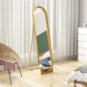 HOMCOM Oglindă de Podea Autoportantă din Metal 40x150 cm Auriu 