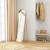 HOMCOM Oglindă de Podea Autoportantă din Metal 40x150 cm Auriu 