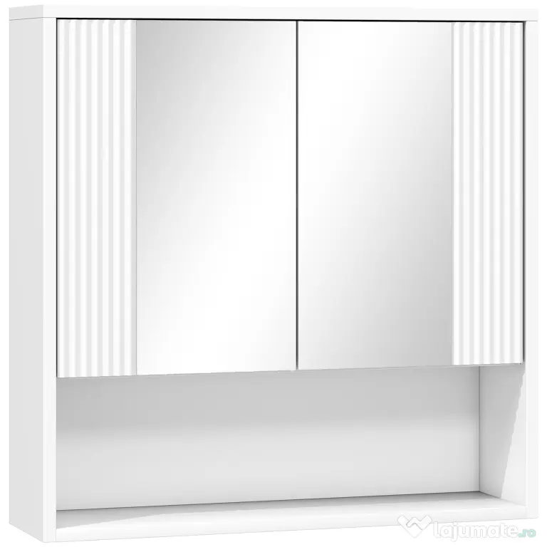 HOMCOM,Dulap de Baie Suspendat, Uși Soft-close, Raft Reglabil,60 x 16 x 60 cm,Alb | Aosom Romania