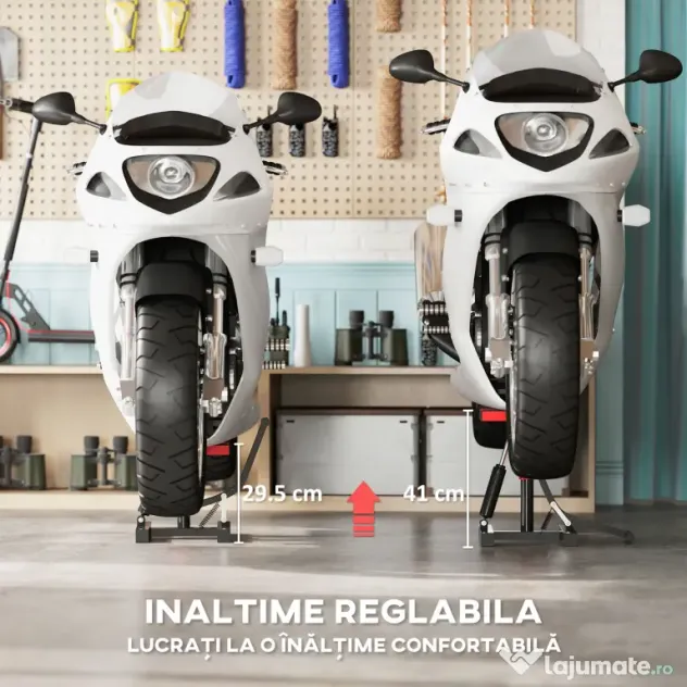 HOMCOM Cric Elevator Moto din Oțel, Capacitate 150 kg, Înălțime Reglabilă | Aosom Romania