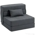 HOMCOM Fotoliu Pat Single Pliabil Modern, Fotoliu de Podea Economisitor de Spațiu Convertibil în Șezlong și Saltea, Pat pentru Sufragerie, Living și Birou, 80x80x64 cm, Gri Închis