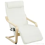 HOMCOM Fotoliu de Relaxare Încălzit și cu Masaj, cu Suport pentru Picioare Reglabil și Telecomandă, 67x95x101 cm, Crem