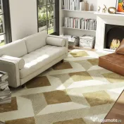 HOMCOM Covor Modern pentru Living și Sufragerie, Hipoalergenic și Lavabil cu Efect 3D, 230x160 cm, Galben