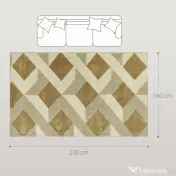 HOMCOM Covor Modern pentru Living și Sufragerie, Hipoalergenic și Lavabil cu Efect 3D, 230x160 cm, Galben