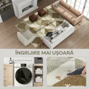 HOMCOM Covor Modern pentru Living și Sufragerie, Hipoalergenic și Lavabil cu Efect 3D, 230x160 cm, Galben