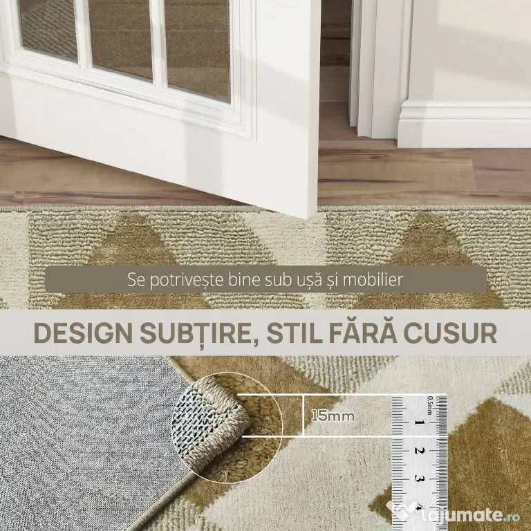 HOMCOM Covor Modern pentru Living și Sufragerie, Hipoalergenic și Lavabil cu Efect 3D, 230x160 cm, Galben