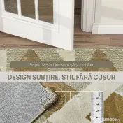 HOMCOM Covor Modern pentru Living și Sufragerie, Hipoalergenic și Lavabil cu Efect 3D, 230x160 cm, Galben