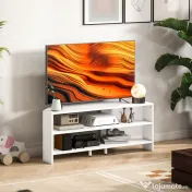 HOMCOM Comodă TV de Colț 47" max cu 2 Rafturi Deschise din Lemn Alb | Aosom Romania 