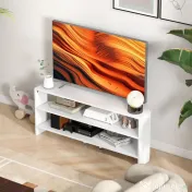 HOMCOM Comodă TV de Colț 47" max cu 2 Rafturi Deschise din Lemn Alb | Aosom Romania 