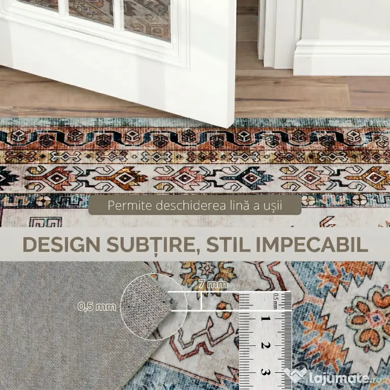 HOMCOM Covor Vintage Antiderapant și Lavabil cu Fir Scurt 230x160cm Multicolor | Aosom Romania