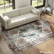 HOMCOM Covor Vintage Antiderapant și Lavabil cu Fir Scurt pentru Living și Dormitor, 230x160 cm, Multicolor
