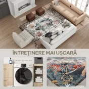 HOMCOM Covor Vintage Antiderapant și Lavabil cu Fir Scurt pentru Living și Dormitor, 230x160 cm, Multicolor