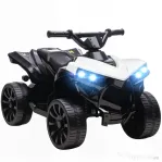 AIYAPLAY ATV Electric pentru Copii 6V, Mașină cu 4 Roți cu Muzică și Faruri LED, pentru Vârste 3-8 Ani, Alb, Negru | Aosom Romania