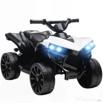 AIYAPLAY ATV Electric pentru Copii 6V, Mașină cu 4 Roți cu Muzică și Faruri LED, pentru Vârste 3-8 Ani, Alb, Negru | Aosom Romania
