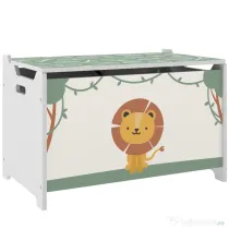 AIYAPLAY Cutie pentru Jucării cu Capac, Balamale de Siguranță și Mânere Adâncite, Organizator pentru Depozitarea Jucăriilor pentru Copii, Camera de Zi, Camera de Joacă, Verde | Aosom Romania