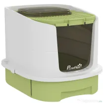 PawHut Litieră pentru Pisici Închisă cu 2 Uși, Tavă și Deodorizant, Verde | Aosom Romania