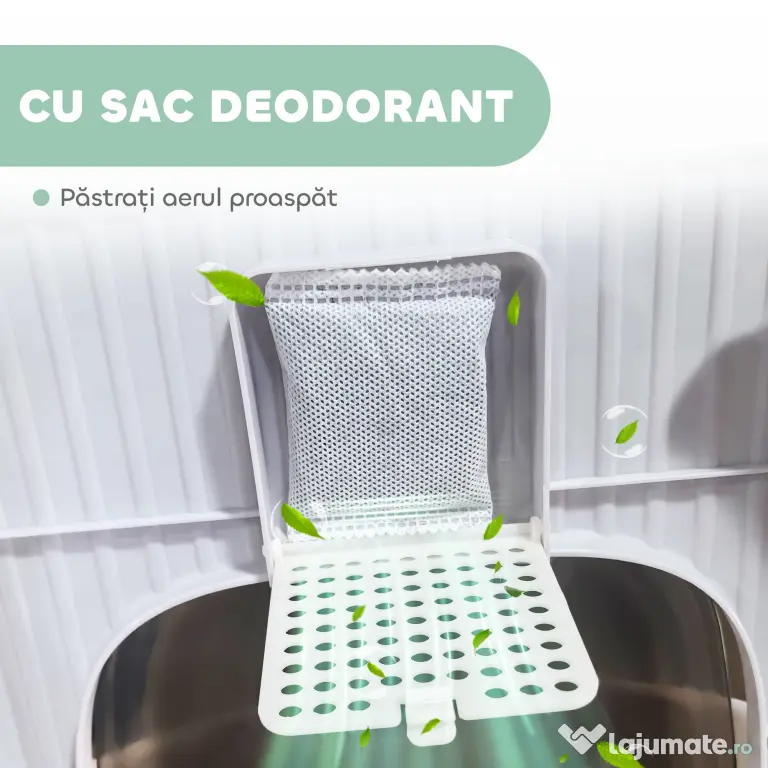 PawHut Litieră pentru Pisici Închisă cu 2 Uși, Tavă și Deodorizant, Verde | Aosom Romania