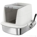 PawHut Litieră pentru pisici cu 2 intrări, deodorant și lopățică, Alb | Aosom Romania