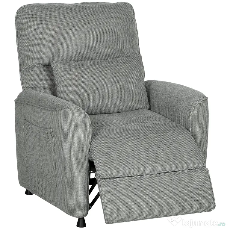 HOMCOM Fotoliu Relaxant Electric cu Masaj și Încălzire, Silențios, Reclinabil 150° în Cinilie cu Pernă, Funcție de Memorare, 2 Telecomenzi, Suport pentru Picioare, Pentru Living sau Birou, Gri Închis | Aosom Romania