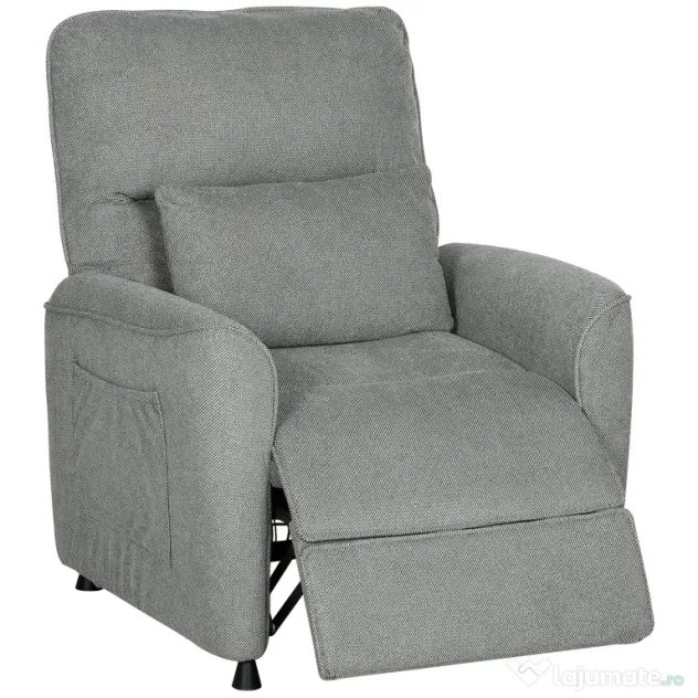 HOMCOM Fotoliu Relaxant Electric cu Masaj și Încălzire, Silențios, Reclinabil 150° în Cinilie cu Pernă, Funcție de Memorare, 2 Telecomenzi, Suport pentru Picioare, Pentru Living sau Birou, Gri Închis | Aosom Romania