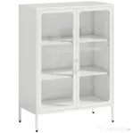 HOMCOM Dulap pentru Documente din Oțel cu 2 Uși din Sticlă Securizată, Dulap de Birou cu Rafturi Reglabile, Dulap Multifuncțional pentru Depozitare, Birou, Cameră de Studii, Casă, 80x40x110 cm, Alb | Aosom Romania