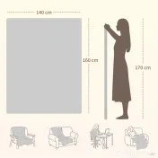 HOMCOM Pătură Electrică 160x140 cm cu 5 Nivele de Căldură și 2 Telecomenzi, din Pile și Poliester, Gri
