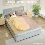 HOMCOM Pătură Electrică 160x140 cm cu 5 Nivele de Căldură și 2 Telecomenzi, din Pile și Poliester, Gri
