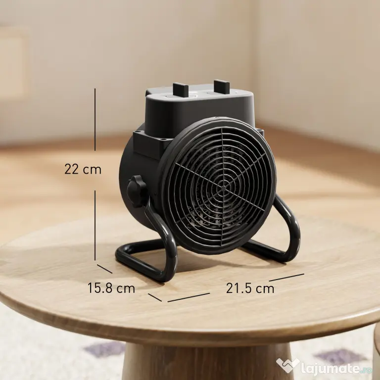 HOMCOM Încălzitor electric reglabil cu 3 moduri, 21.5x15.8x22 cm, Negru | Aosom Romania